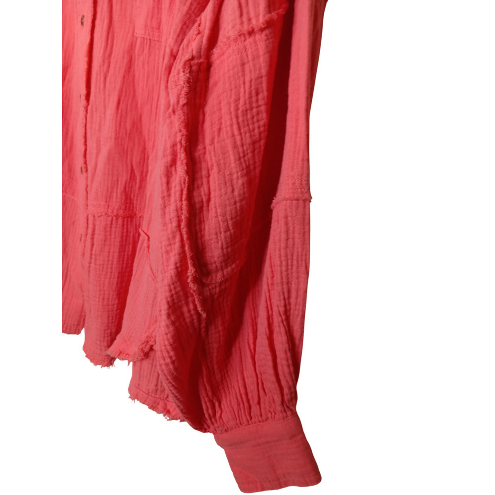New Easel Los Angeles 2X Coral Pink Gauze Cotton Button Front Top Oversized - Picture 6 of 16